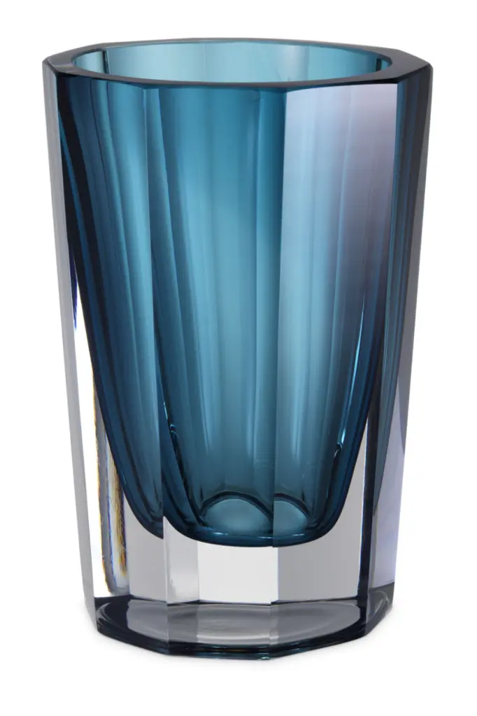Blue Octagonal Glass Vase Eichholtz Chavez Large Modern Decor