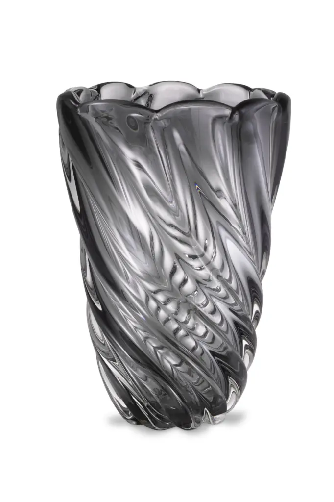 Eichholtz Contessa Large Gray Swirling Glass Vase Modern Home Decor