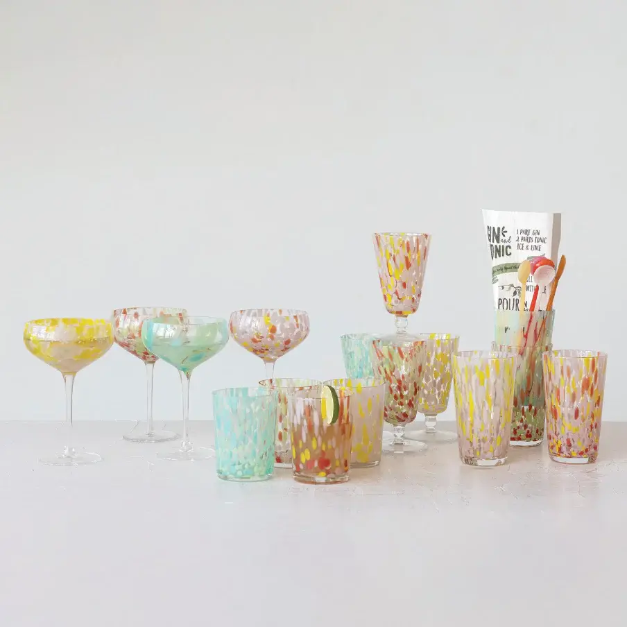 Blown Stemmed Confetti Champagne/Coupe Glass