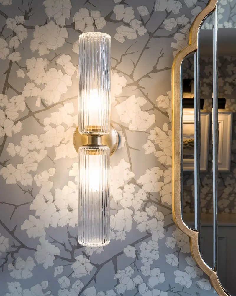 Claremont Medium Wall Airy Fluted Glass - Antique Brass