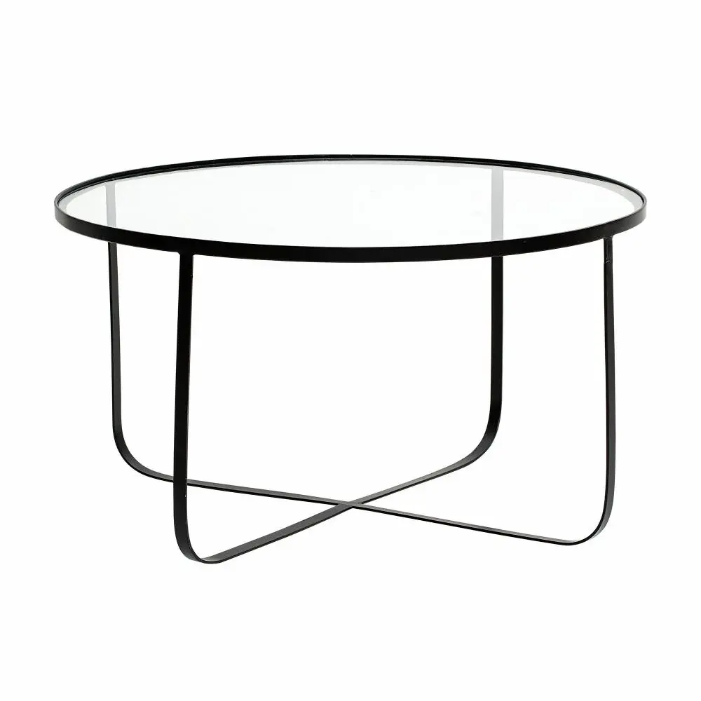 Harper Glass Round Coffee Table - Ebony