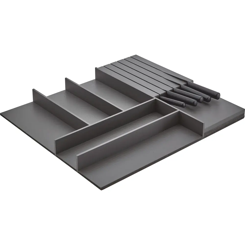 nobilia Holz-Besteckeinsatz Esche schiefergrau mit Messerblock BE-M60ES 52,7 cm