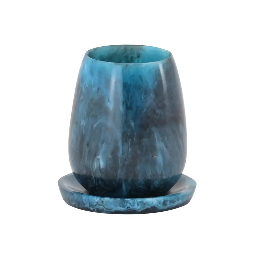 Rounded Blue Swirl Resin Kiddush Cup