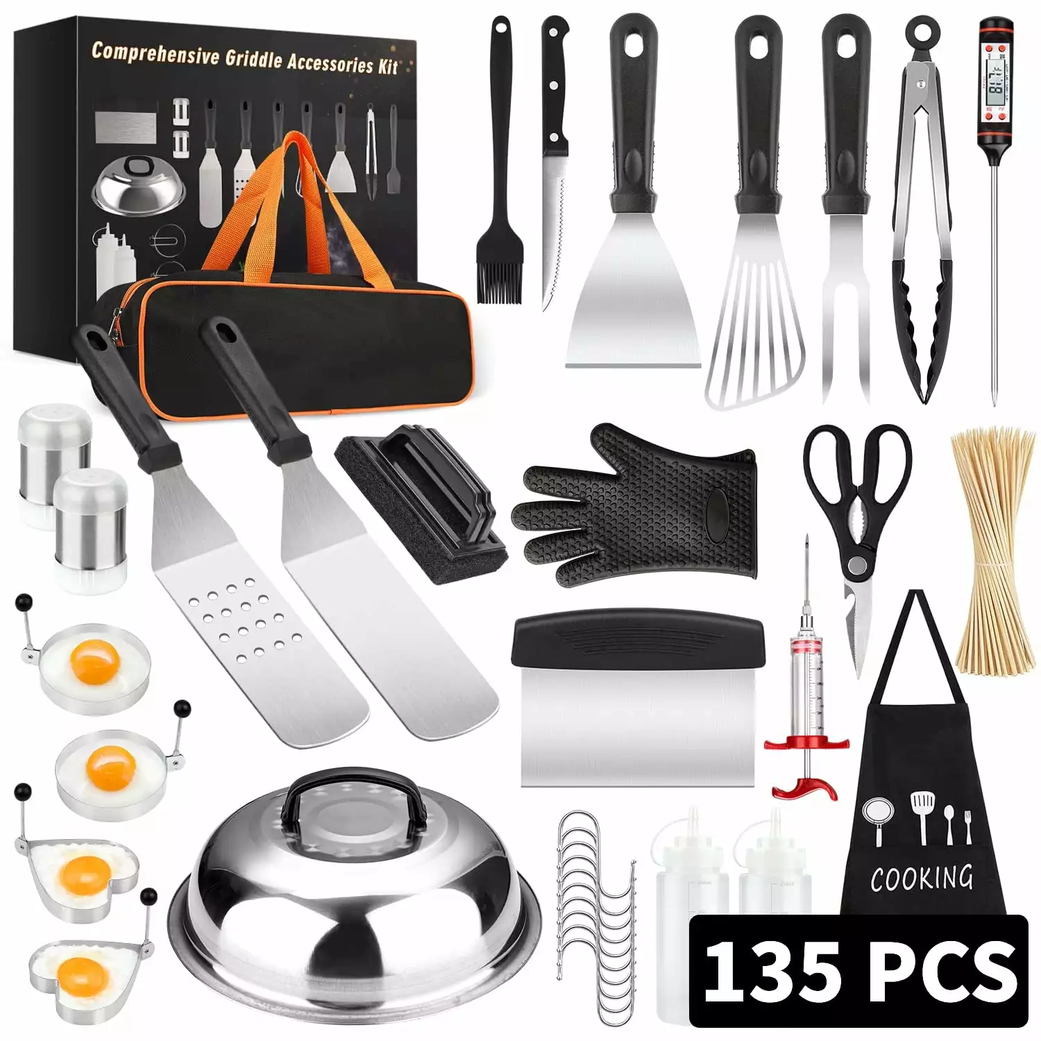 135 Pcs Griddle Accessories Kit Blackstone Camp Chef Professional BBQ Spatula Set Basting Cover