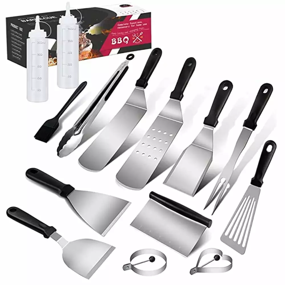 14Pcs BBQ Griddle Kit Outdoor Grill Teppanyaki and Camping