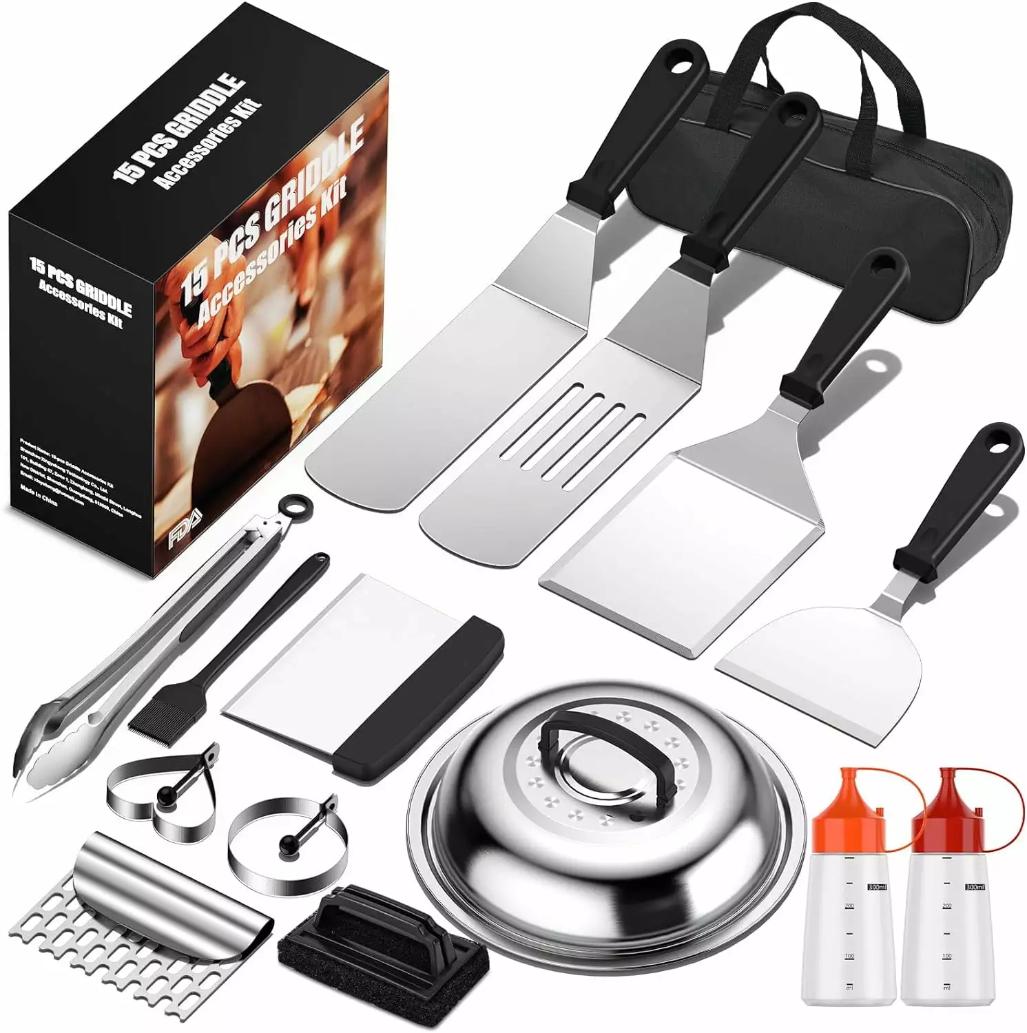 15PCS Flat Top Grill Accessories Set Blackstone and Camp Chef Griddles