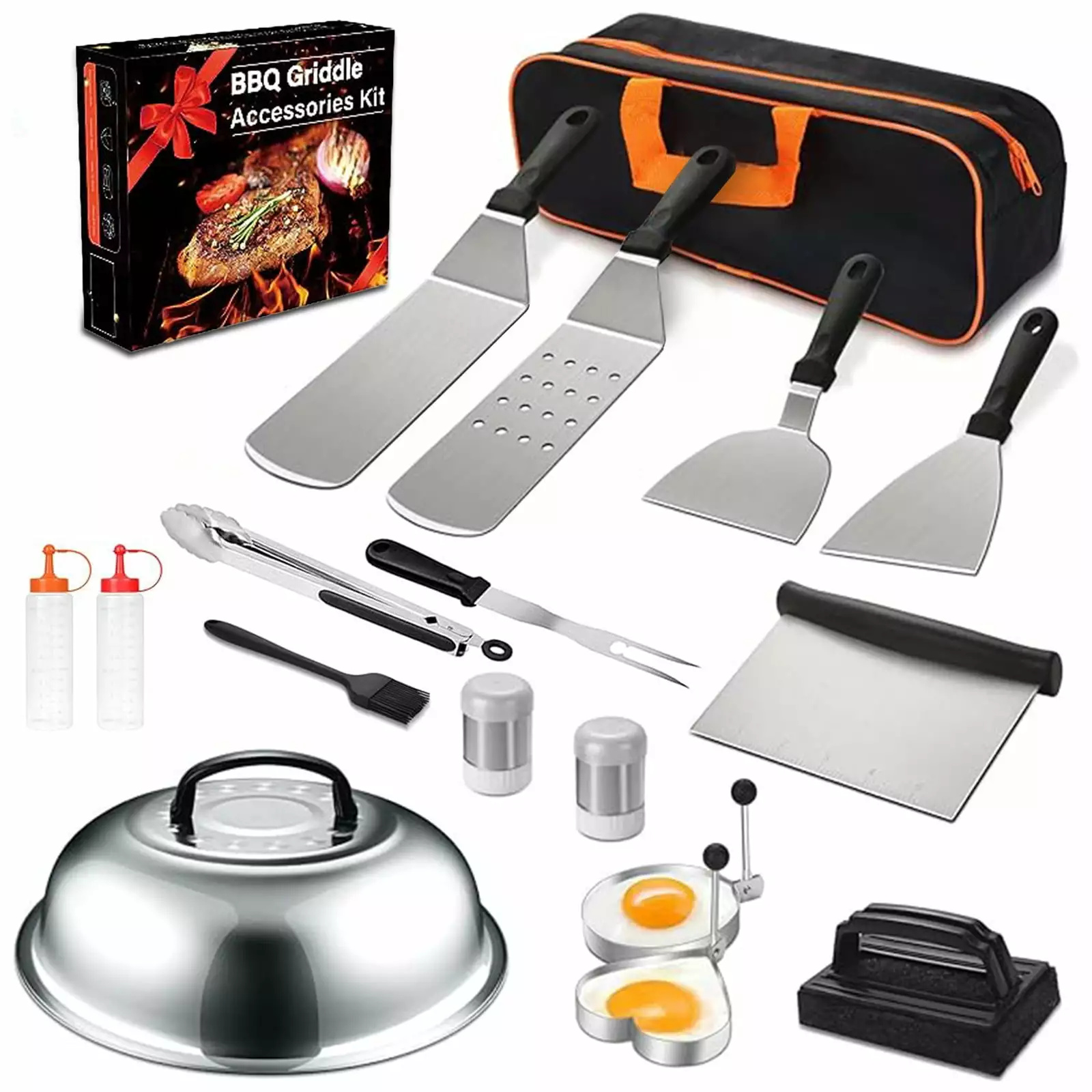 18PCS Griddle Accessories Kit Blackstone and Camp Chef Extra Large Spatula and Grease Gate