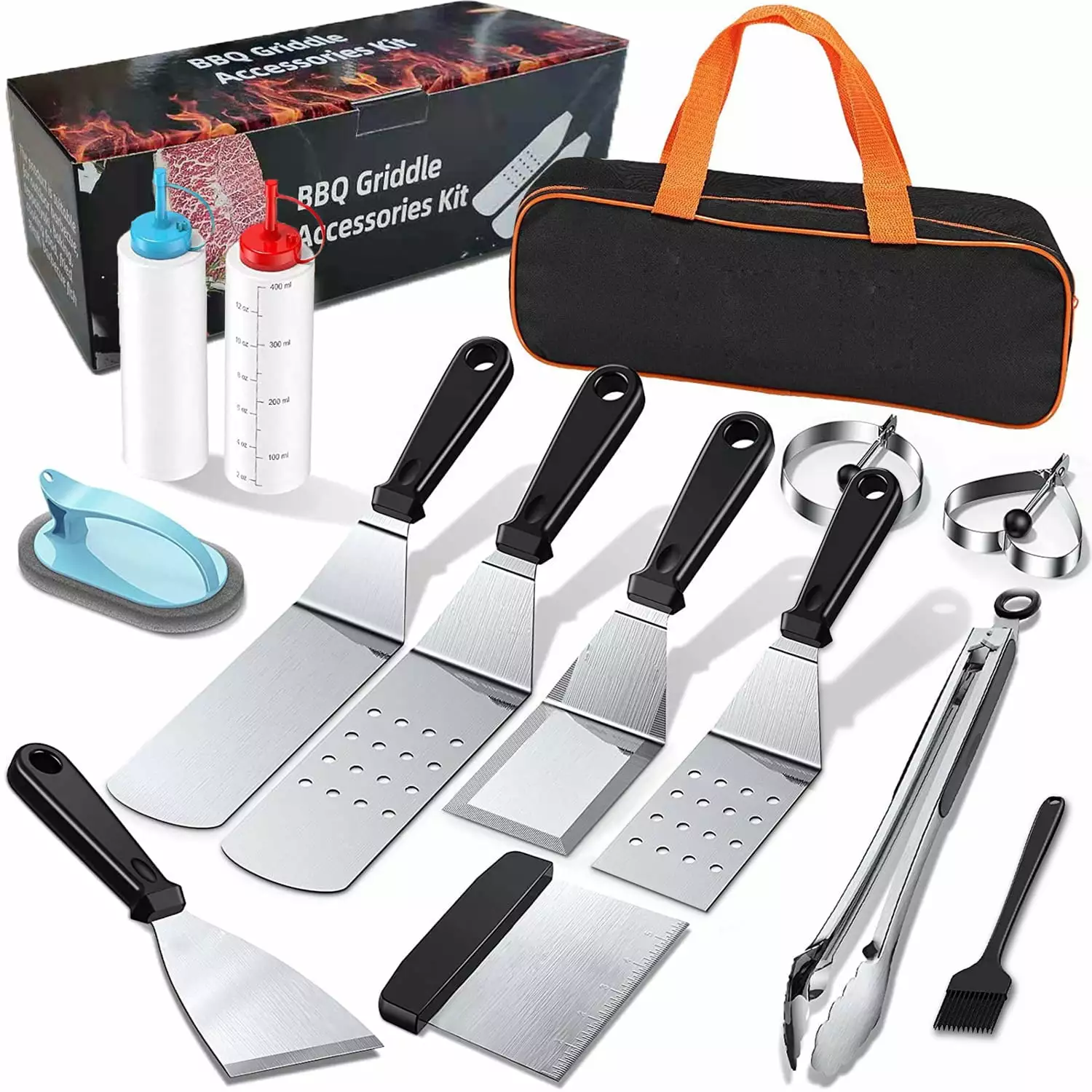 Griddle Accessories Kit BBQ Set Grilling Tool 14 Pieces Flat Top Griddle Accessories Set Blackstone and Camp Chef