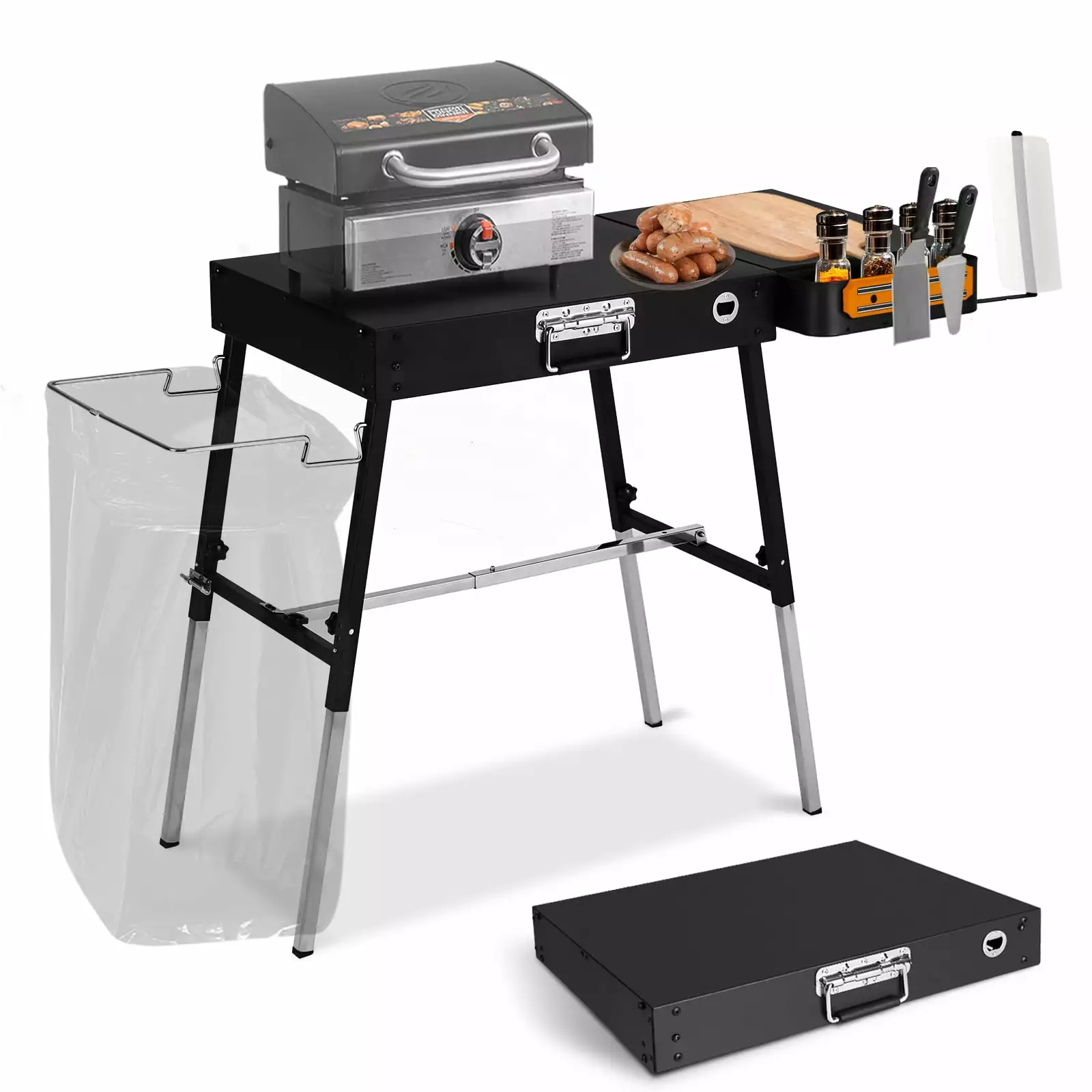 Folding Table Blackstone Griddle - BBQ Grill Accessories Pizza Oven Trash Holder