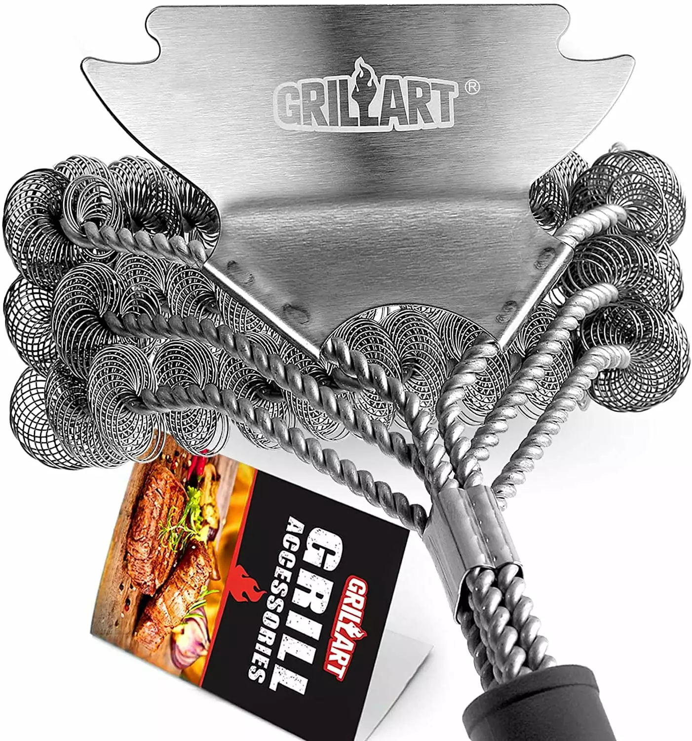 GRILLART Grill Brush Bristle Free Safe BBQ Cleaning Grill Brush and Scraper 18 Best Stainless Steel Grilling Accessories C...