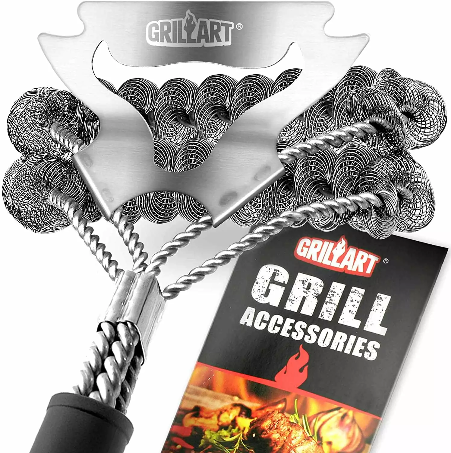 GRILLART Grill Brush Outdoor Grill Bristle Free Safe BBQ Grill Cleaner Brush 17 BBQ Brush Grill Cleaning Kit Stainless Gri...