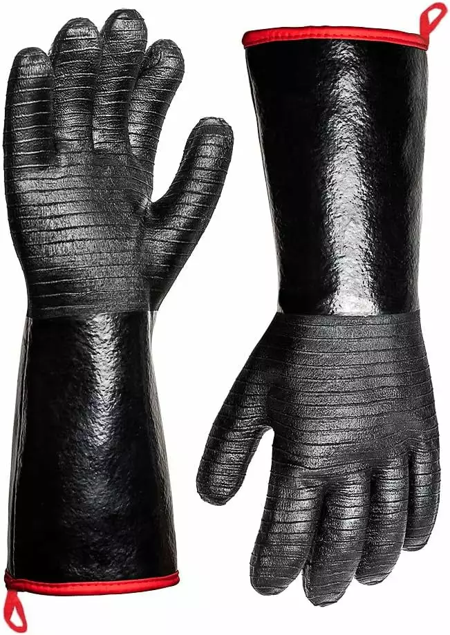 BBQ Grill Gloves 932°F Heat Resistant - 14in Waterproof Long Sleeve Gloves Fryer Turkey Baking Smoker Rotisserie