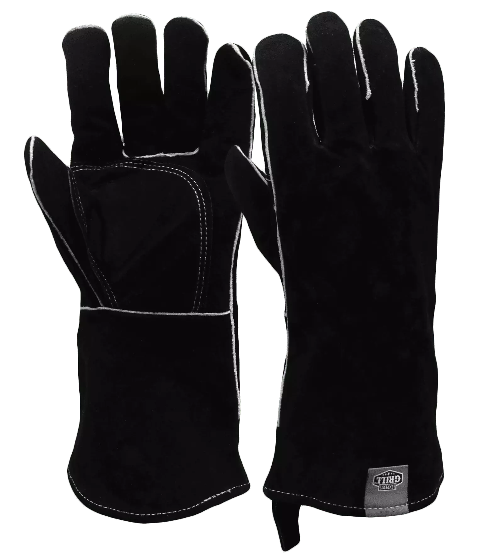 Expert Grill 14 Insulated Heat Resistant Leather BBQ Gloves Black