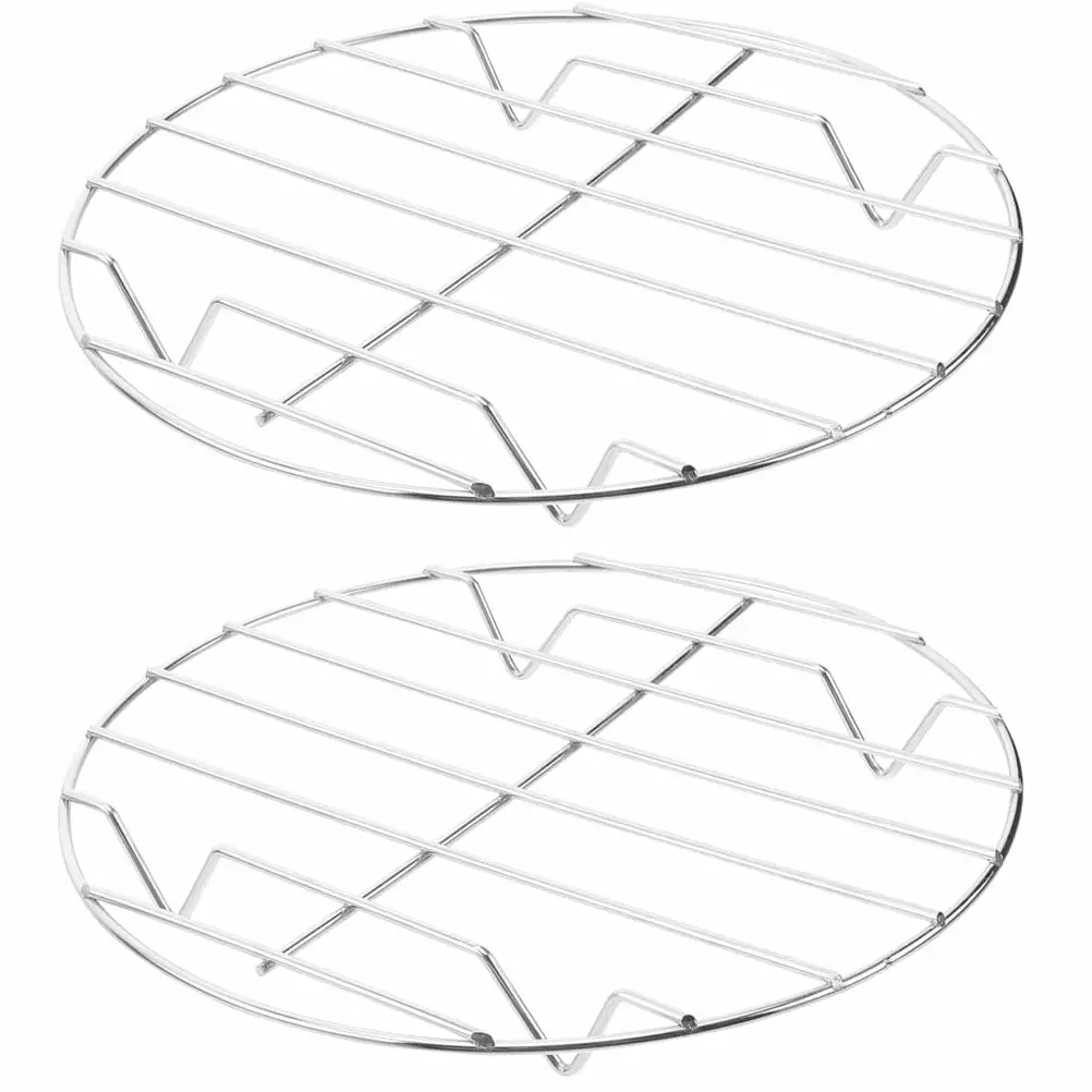 2 Pcs Stainless Steel Griddle Fruit Cakes BBQ Rack Home Portable Campfire Grate Grilling Rack Rib Holder BBQ