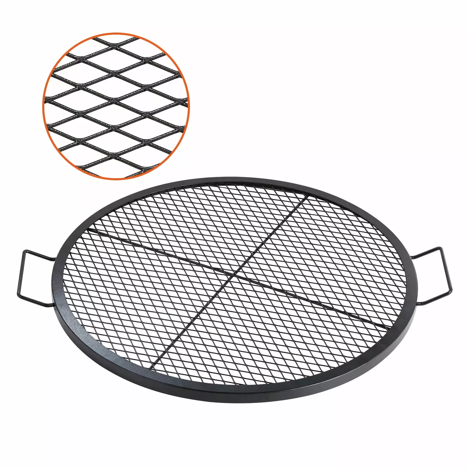 SKYSHALO 30 Inch Round Heavy-Duty Steel Fire Pit Grill Grate X-Marks Design