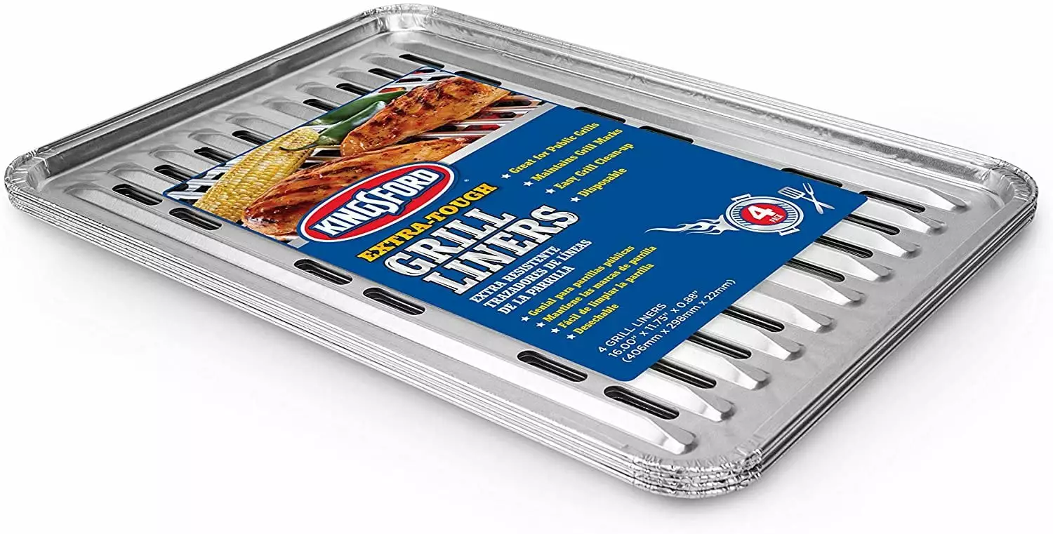 1PK Kingsford 11.75 . W. x 16 . L. Heavy-Duty Aluminum Non-Stick Grill Liner 4-Pack