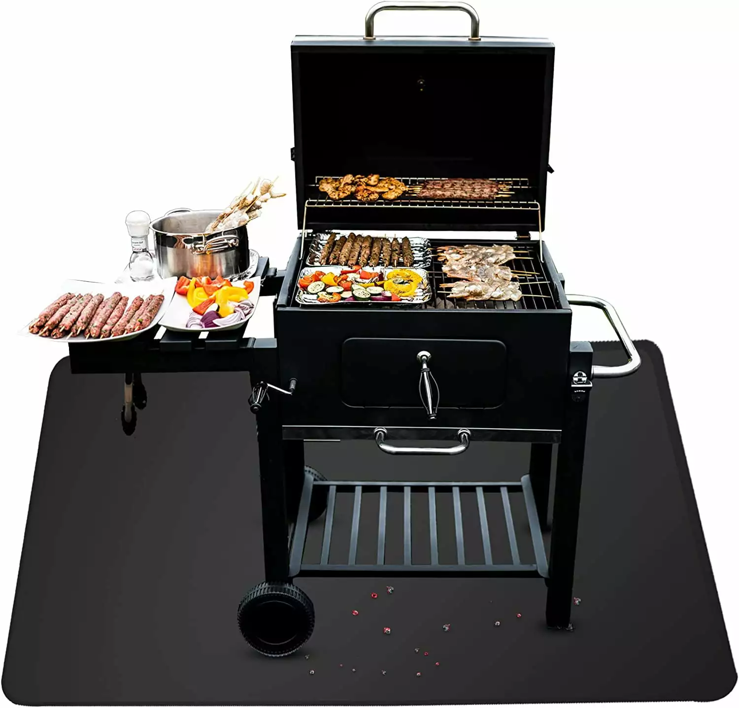 AXOMRFC 60x48inch Under Grill Mat Fireproof Mat Outdoor Charcoal Flat Top Smokers Gas Grills BBQ Grill Mat