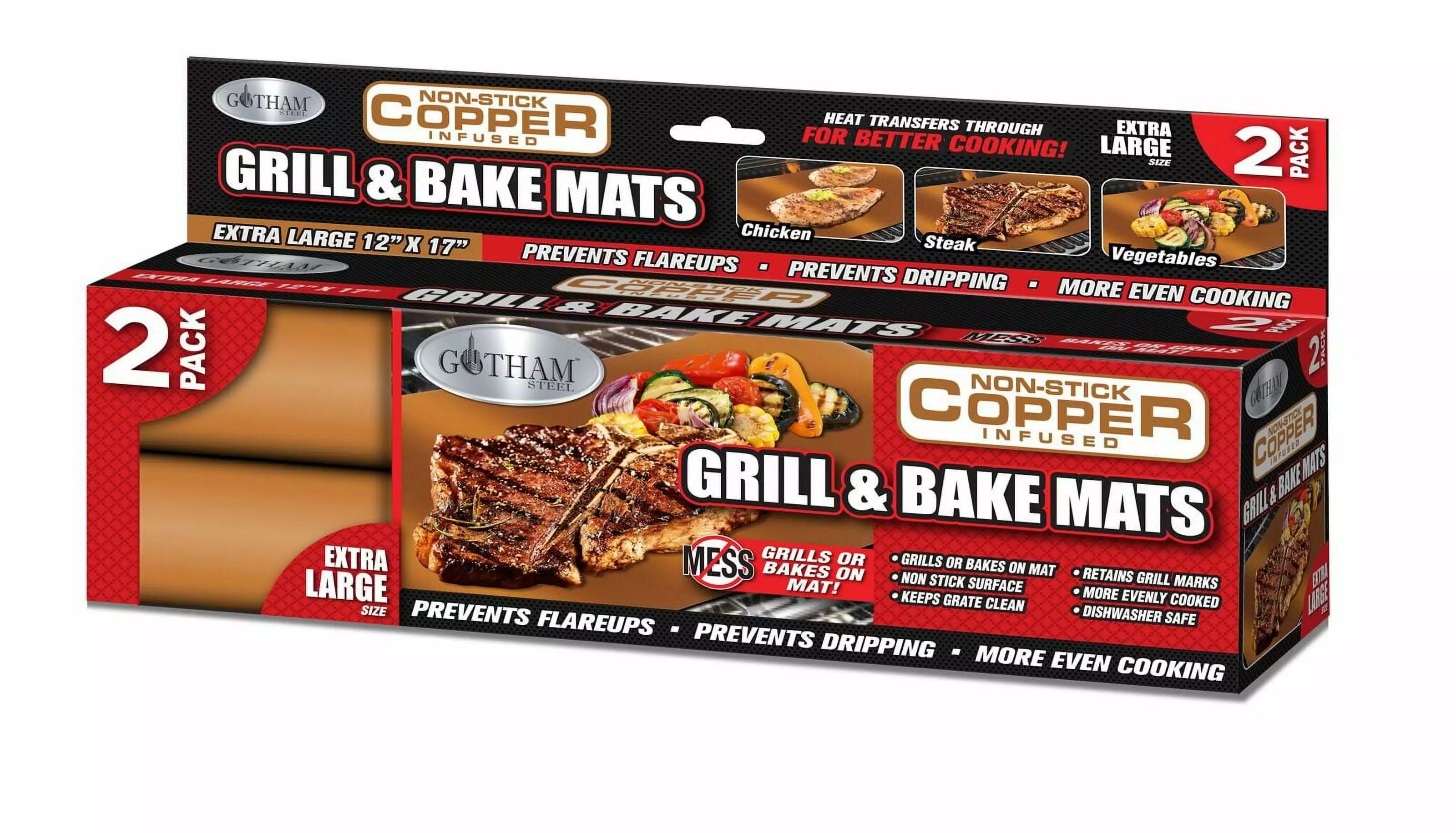 Gotham Steel Non-Stick Copper Grill and Baking Mats 2 Count