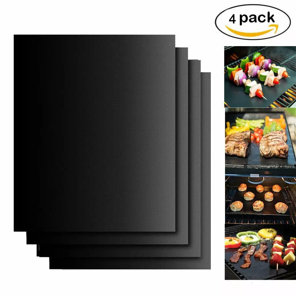 Grill Mat Set 4 100% Non-Stick BBQ Grill Mats Heavy Duty and Reusable