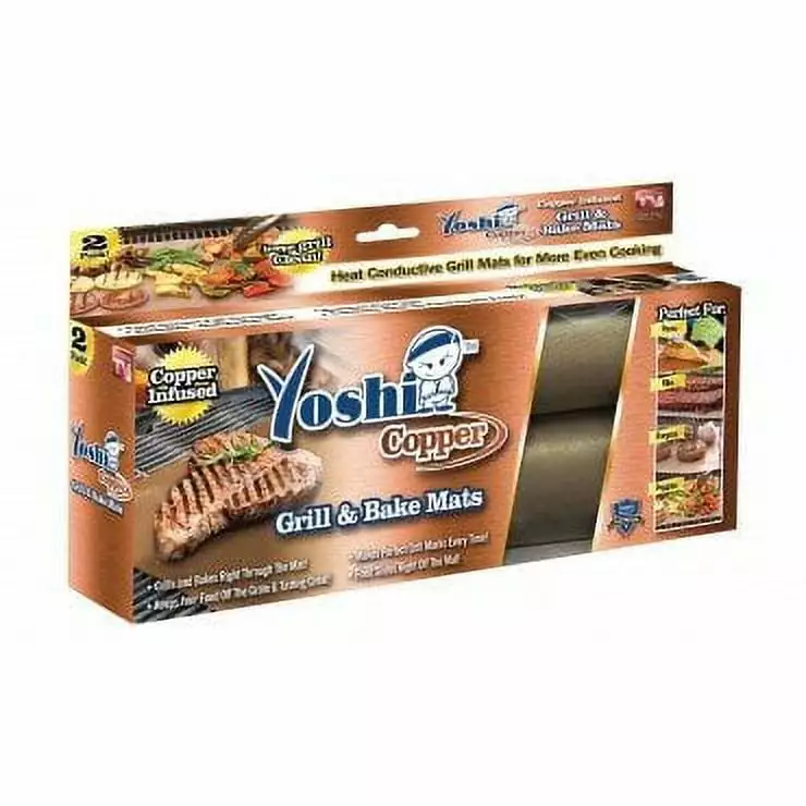 Yoshi Copper Grill Mats - Heavy Duty Reusable Non-Stick Mats Grilling Up to 500 Degrees