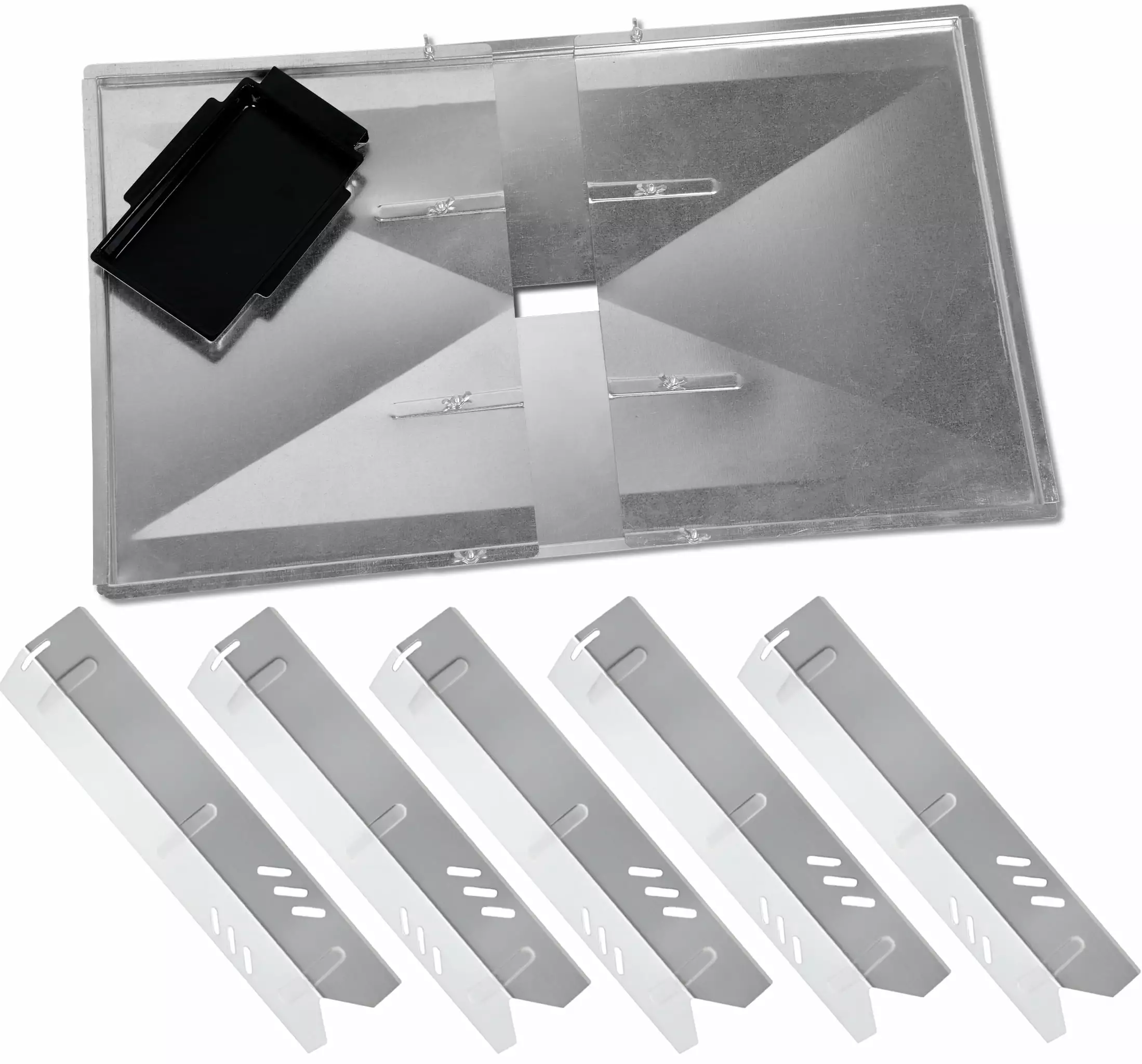 Grill Drip Pans Adjustable Grease Tray and Heat Plates Set 5 Pack DynaGlo, Uniflame Grills