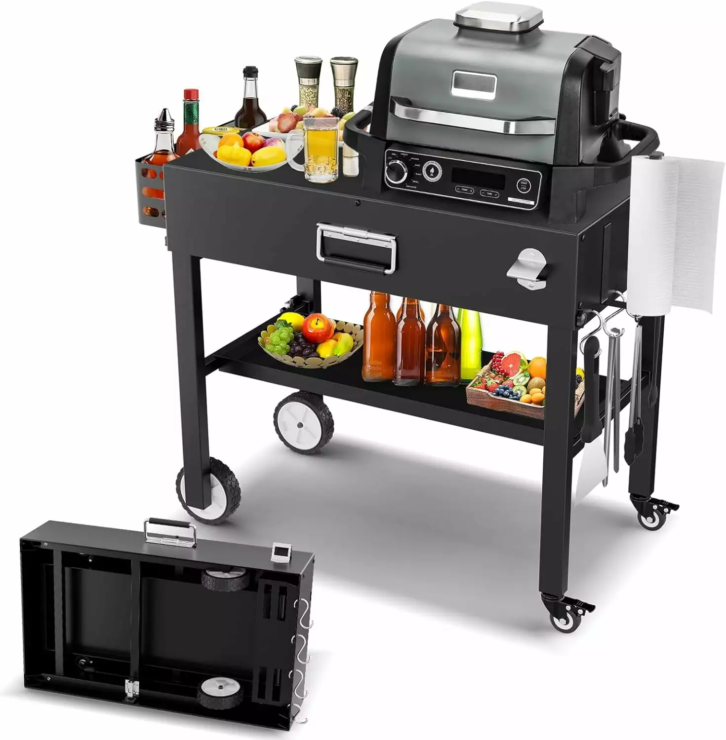 Portable Grill Table Cart Ninja Woodfire Outdoor Grill Universal Foldable Stand Blackstone Ooni Pizza Oven