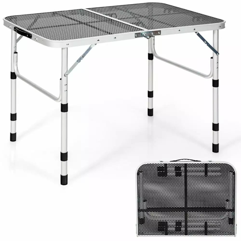 Aimee Lii Aluminum Grill Table Iron Mesh Top Folding Grill Table Utility Table Silver