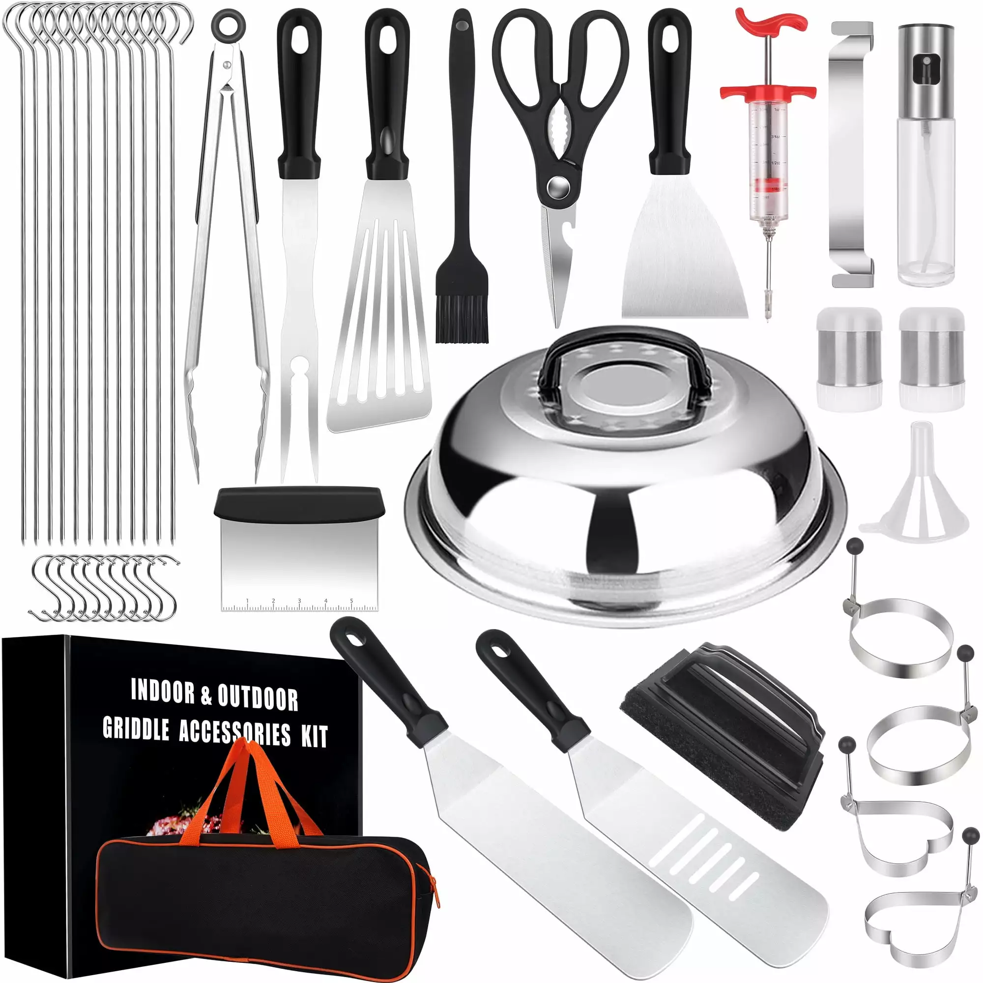 Griddle Accessories Kit 43 Pieces Extra Thick Flat Top Griddle Grill Set Professional Chef Spatula Grill Set