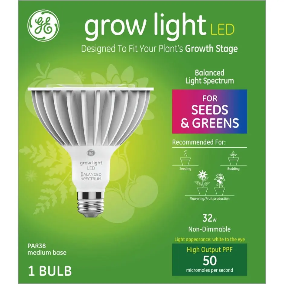 GE Grow Light LED Bulb Seed & Greens Full Spectrum Plant Light GE Lighting