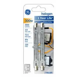 2-Pack 300-Watt Quartz Line Halogen Heavy-Duty Lamps - Industrial Strength