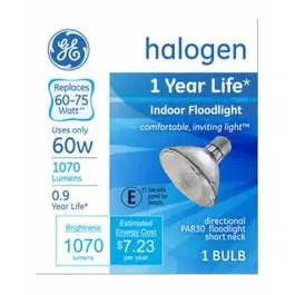 Halogen Flood Bulb Par30 60-Watts Bright Energy Efficient Lighting