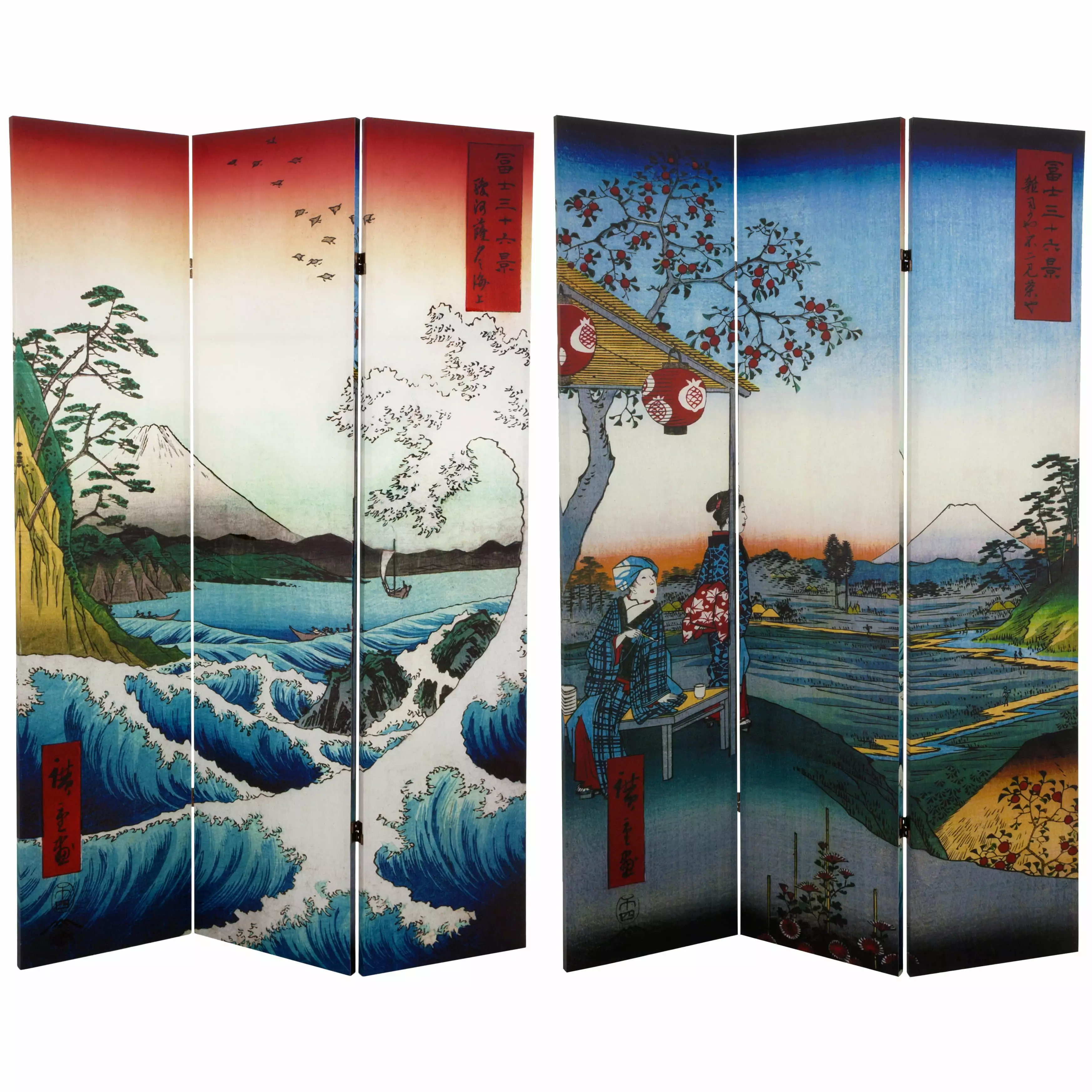Handmade 6' Sea at Satta and Teahouse Hiroshige Room Divider - Japanese Inspired Folding Privacy Screen Bed Bath & Beyond