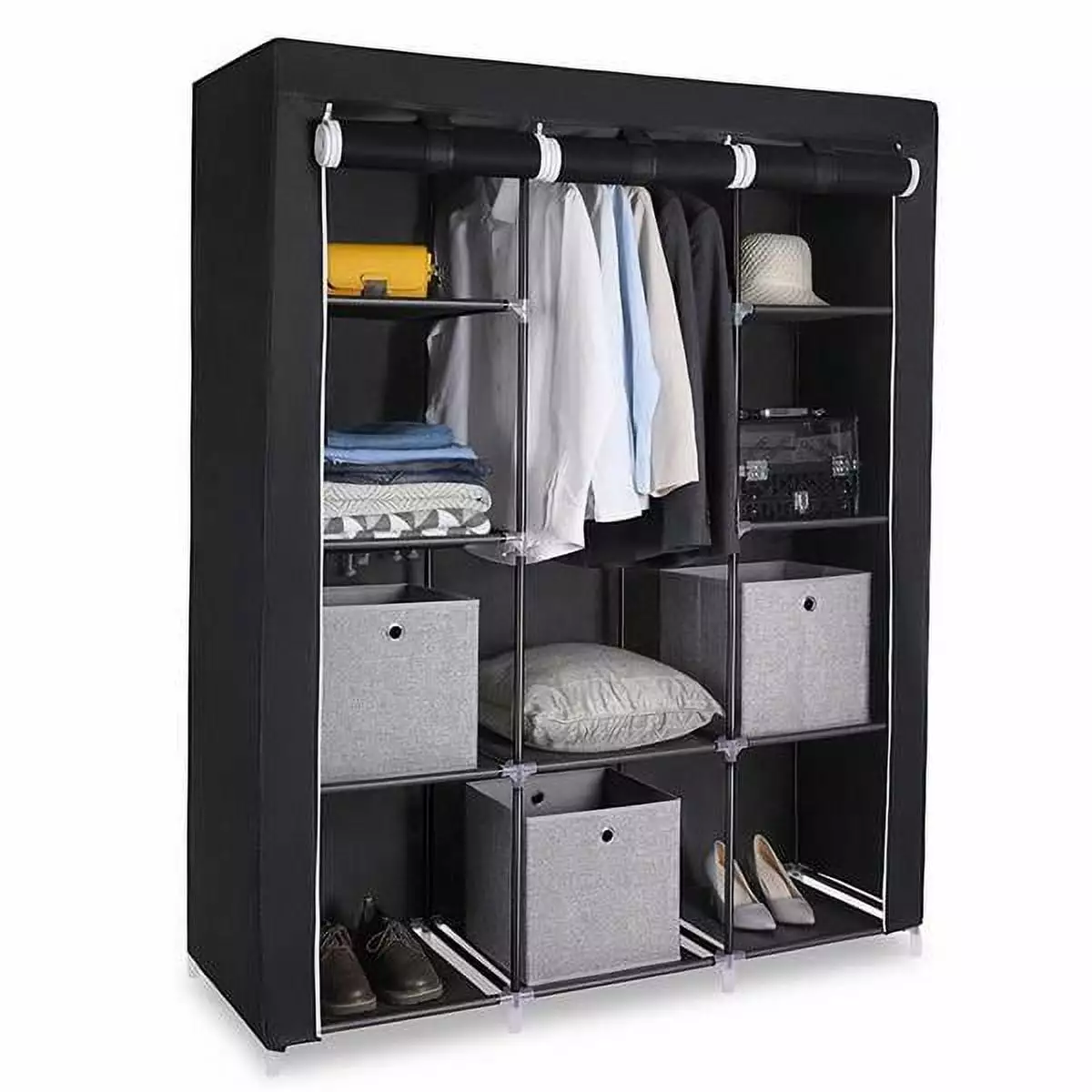 67 Portable Closet Organizer Wardrobe Storage Organizer 10 Shelves Quick and Easy to Assemble Extra Space Black YTTX