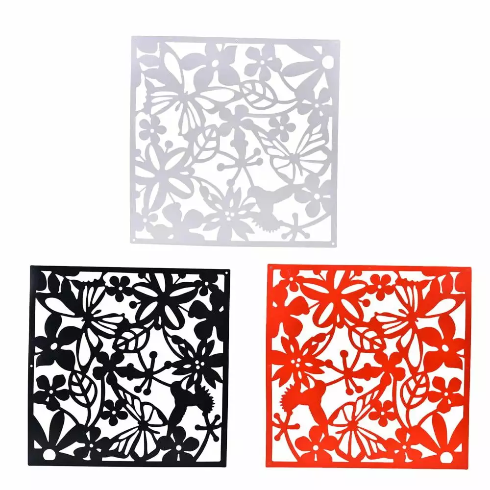 12 Pieces Bird Flower Hanging Room Divider PVC Panel Screen Living Dining Room Hotel Decor White Esquirla