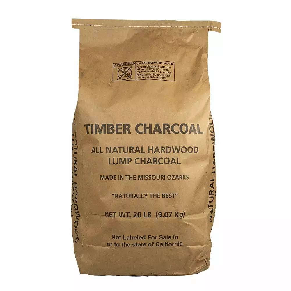 Timber Hardwood Lump Charcoal 20-Pound Bag Made Oak And Hickory Wood Pieces