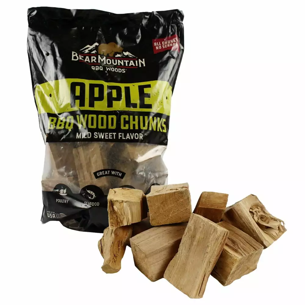 Bear Mountain BBQ Apple 100% All Natural Hardwood Chunks Mild Sweet Smoky Flavor Smoking Grilling Bear Mountain Premium BB...