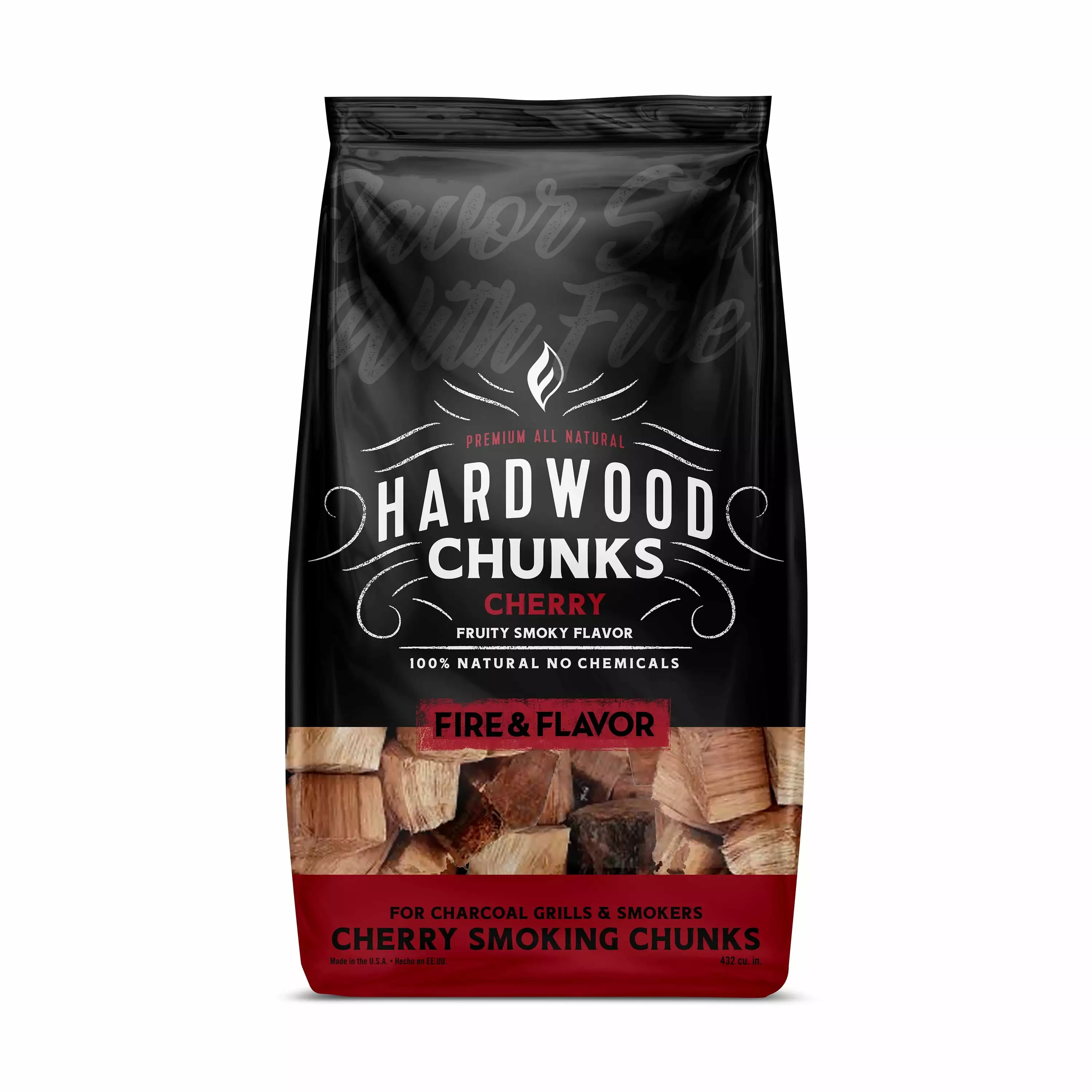 Fire & Flavor Cherry Smoker Chunks 4 lbs All Natural Hardwood BBQ Smoking