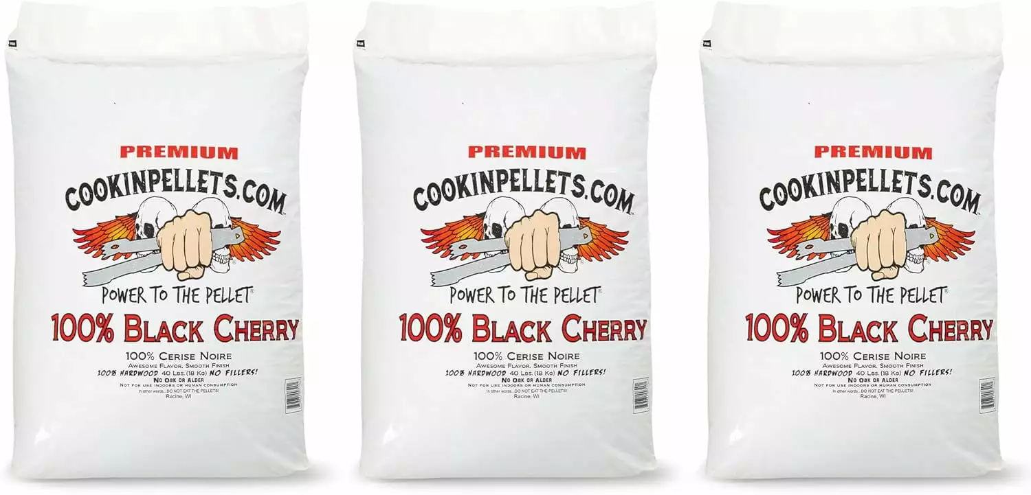 40-Pound Luxury All-Natural Black Cherry Hardwood Grill Smoker Wood Pellets 3 Pack No Bark or Fillers