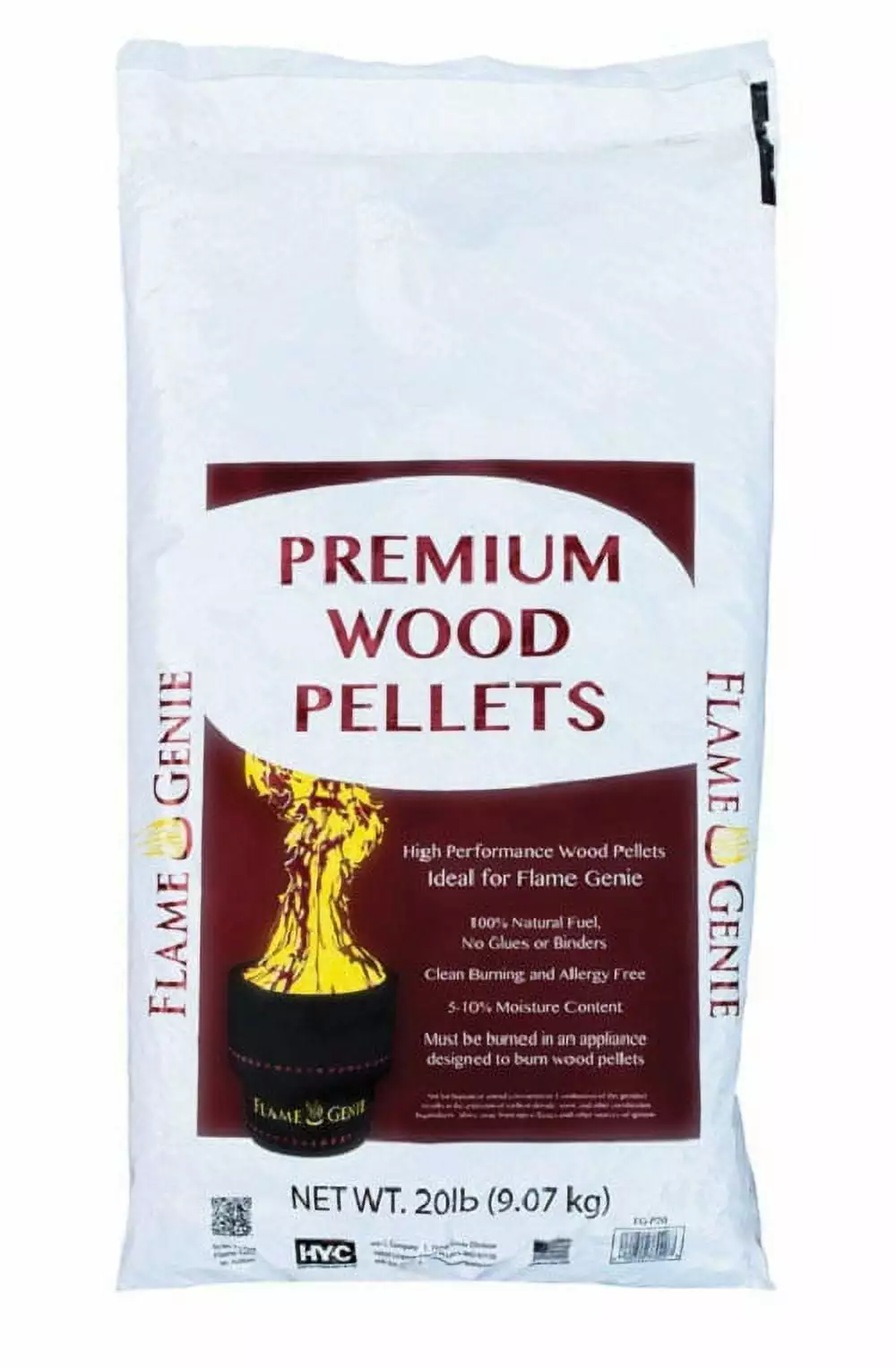 Flame Genie FG-P20 Luxury Wood Pellets 20 lb Hardwood Smoking and Grilling HY-C