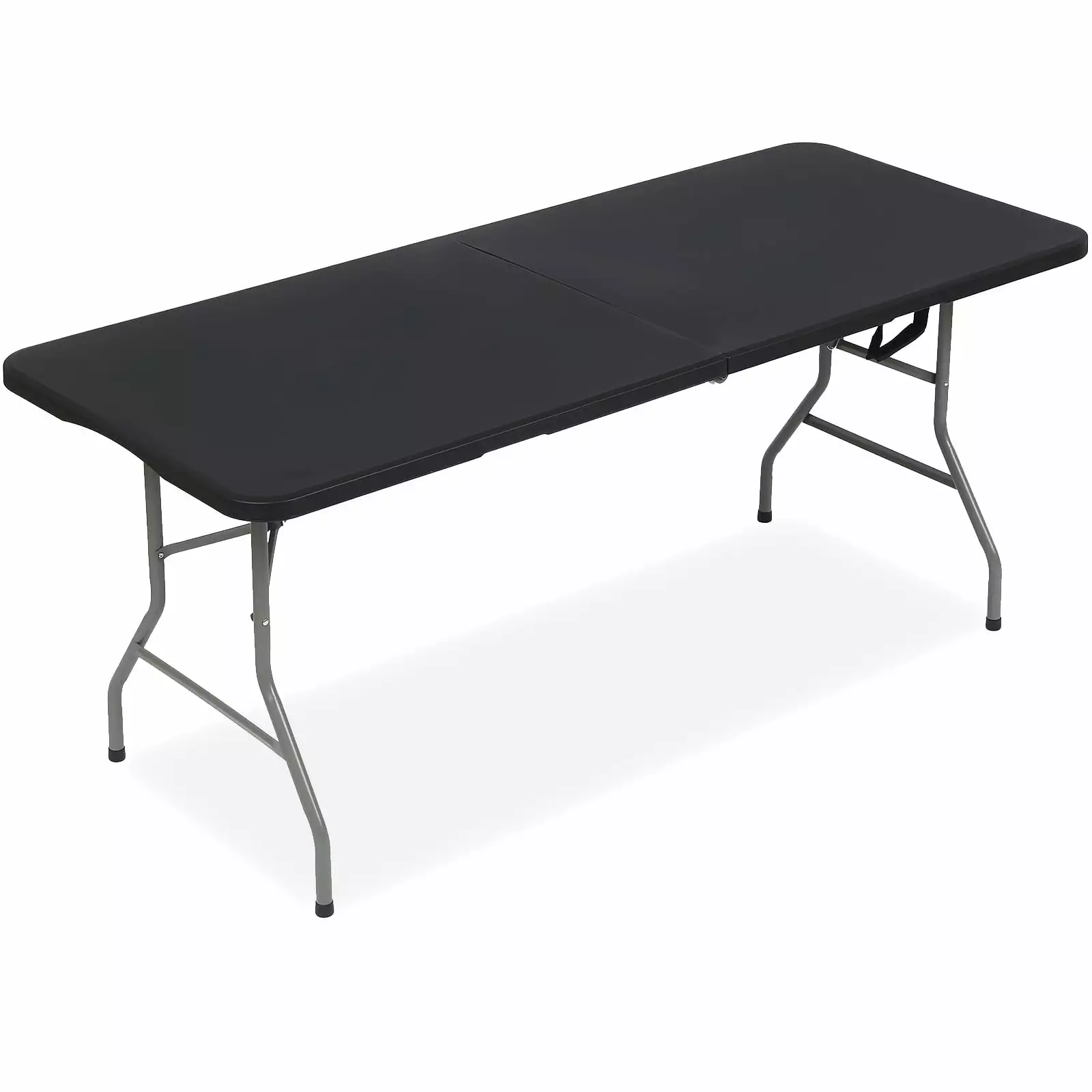 Vebreda 6 ft Plastic Folding Table Portable Fold--Half Table Indoor Outdoor Black