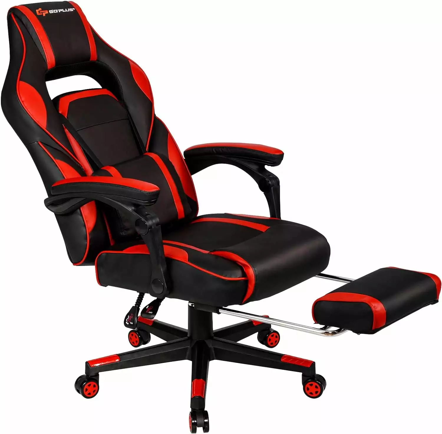 Gaming Chair Adjustable High Back PU Computer Chair Footrest Lumbar Support Headrest Thick Armrest Rolling Swivel Desk Cha...