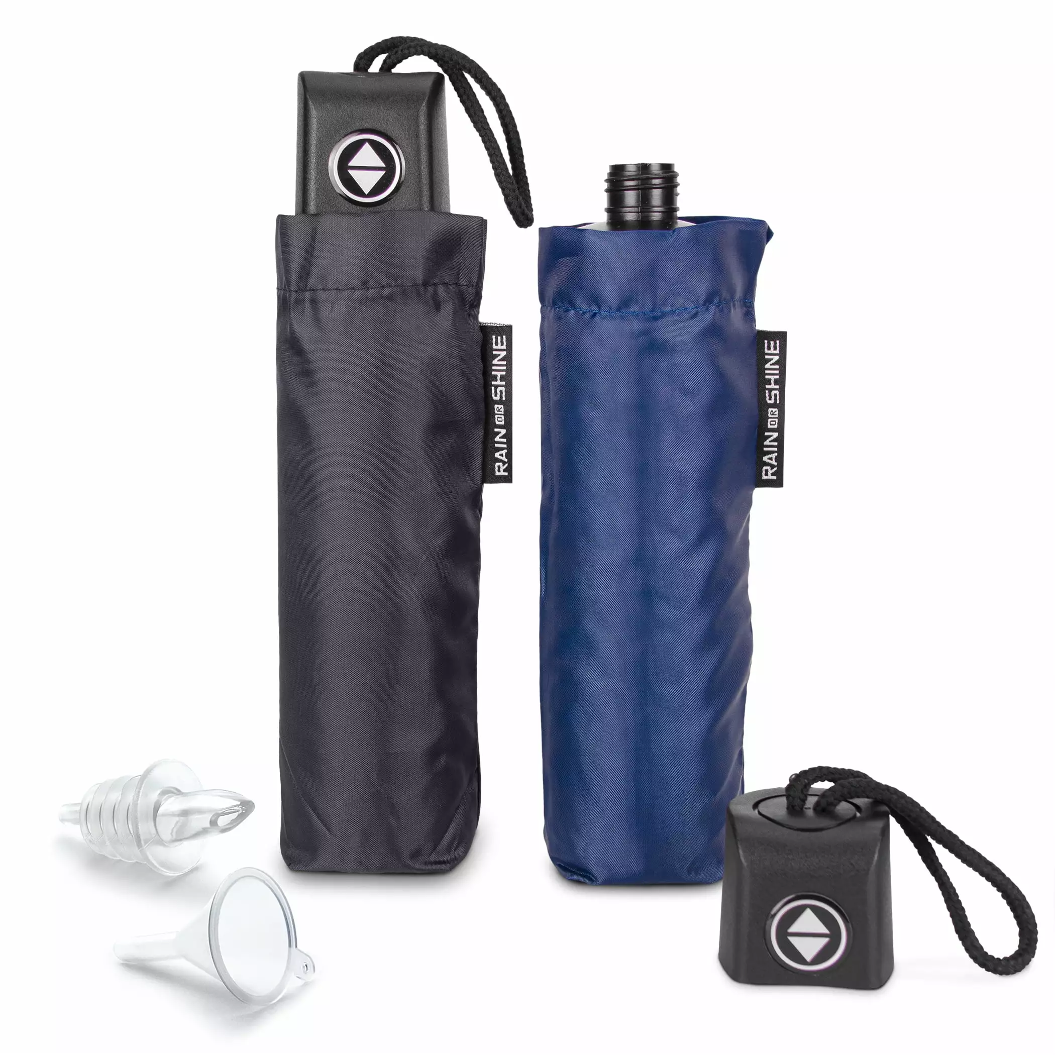 GoPong Rain or Shine Umbrella Flask 2 Pack Plastic Hidden Beverage Bottles Funnel