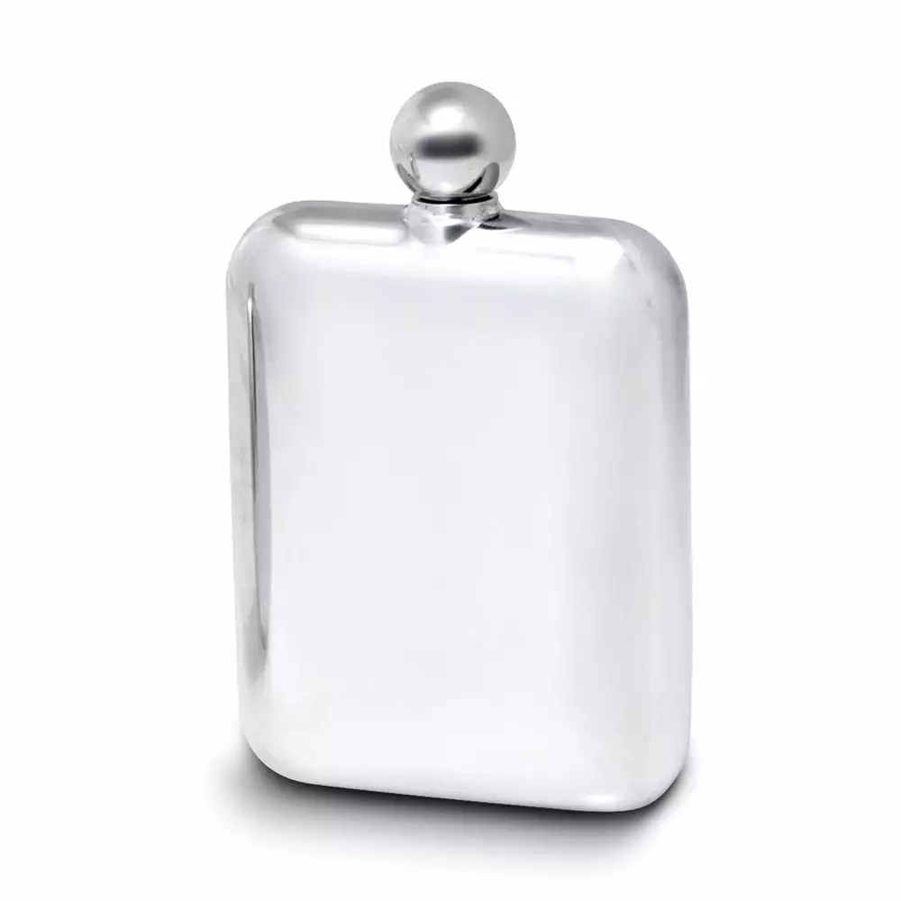 6 Ounce Stainless Steel Mirror Finish Flask Rounded Corners Q-GM21594