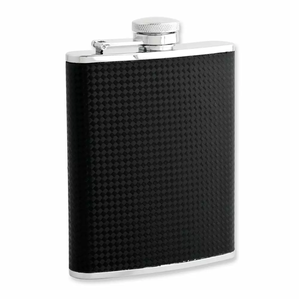 Rebel Steel Black Polyurethane Carbon Fiber 6 oz Stainless Steel Flask Funnel