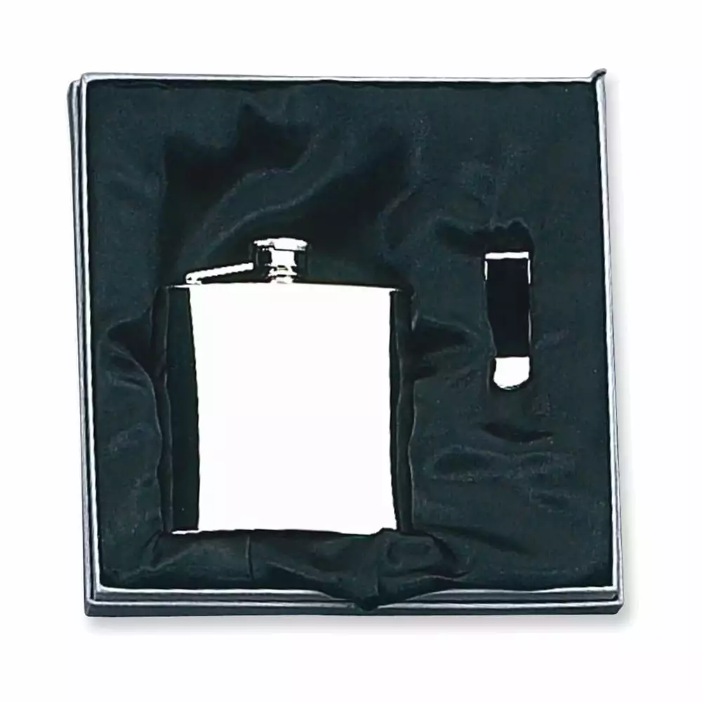 6 oz Stainless Steel Flask and Money Clip Gift Set Special Occasions