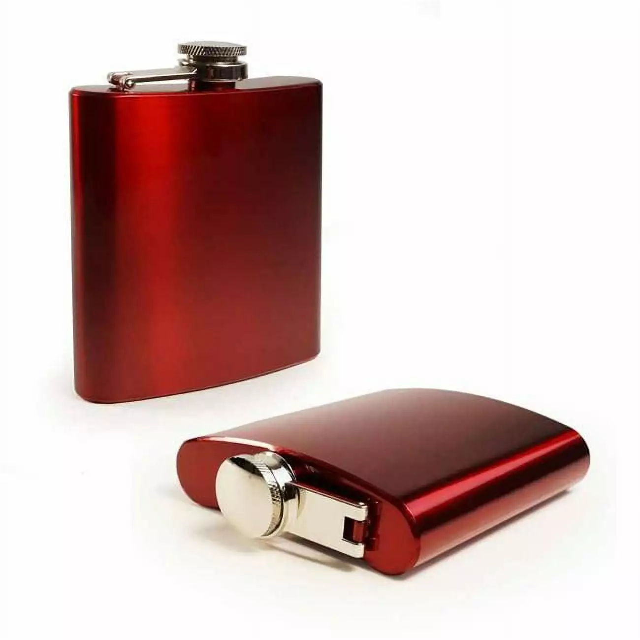 Tuff Luv 6 oz Modern Style Hip Flask Smooth Crimson Red Gloss Stainless Steel