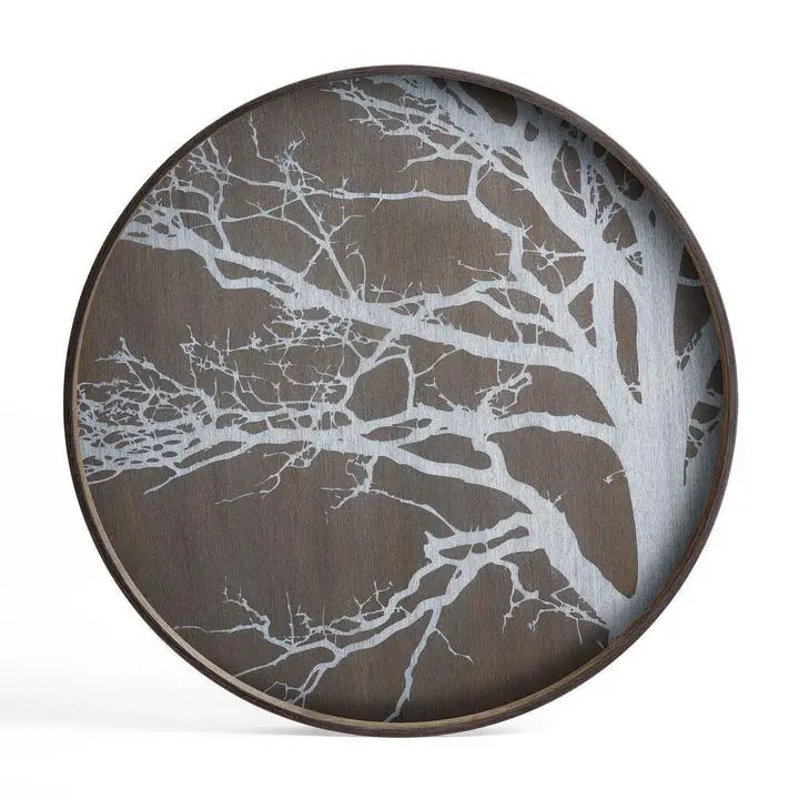 White Tree Large Round Timber Tray