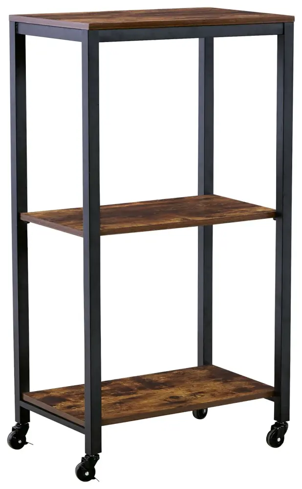 Bevinfield - Bar Cart - Cocoa / Black | Lockable Door | Adjustable Shelves