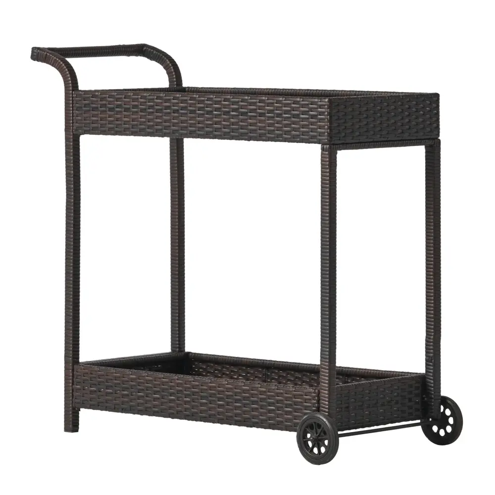 Resin Wicker Bar Cart Metal Frame - Chocolate