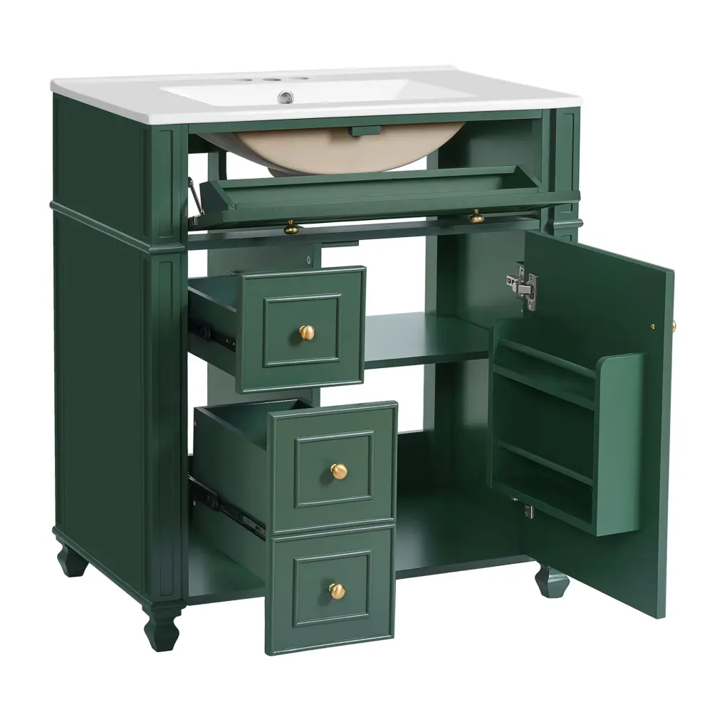 Bathroom Vanity Cabinet Sink, Smooth Close Doors Door Organizer